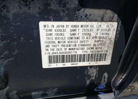 2008 Acura Tsx из США, поврежденный, VIN JH4CL96808C001776